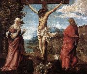 ALTDORFER, Albrecht Christ on the Cross between Mary and St John oil painting on canvas